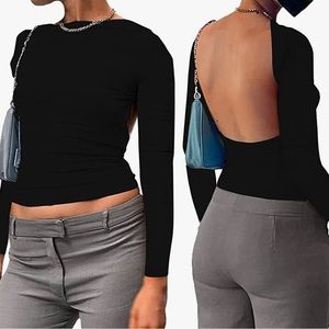 black Y2K open back shirt